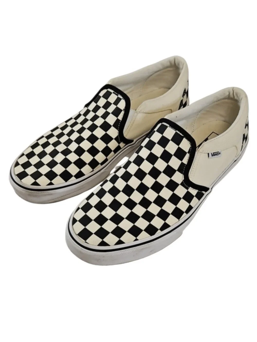 Vans Classic Slip-On Checkerboard Men’s Shoes - Black & White, Size 10